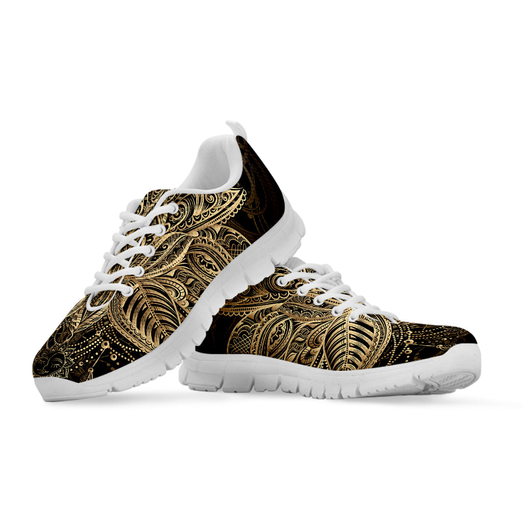 Boho Spiritual Lotus Print White Sneakers