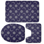 Boho Sun And Moon Pattern Print 3 Piece Bath Mat Set