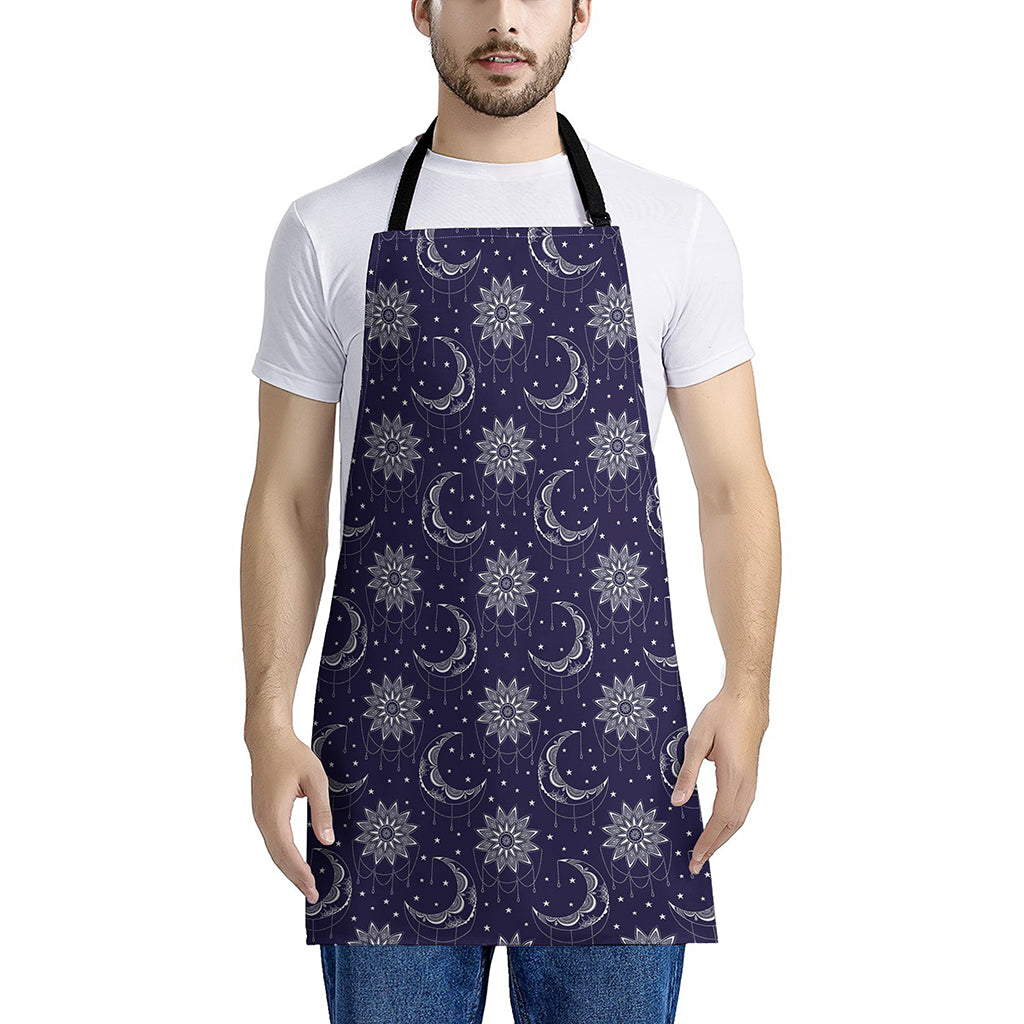 Boho Sun And Moon Pattern Print Apron