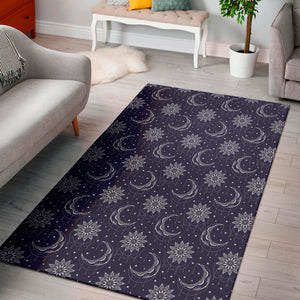 Boho Sun And Moon Pattern Print Area Rug