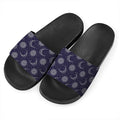 Boho Sun And Moon Pattern Print Black Slide Sandals