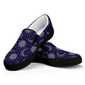 Boho Sun And Moon Pattern Print Black Slip On Sneakers