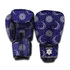 Boho Sun And Moon Pattern Print Boxing Gloves