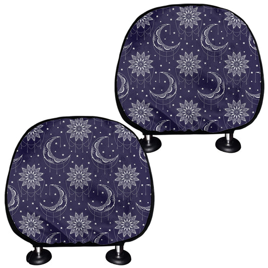 Boho Sun And Moon Pattern Print Car Headrest Covers