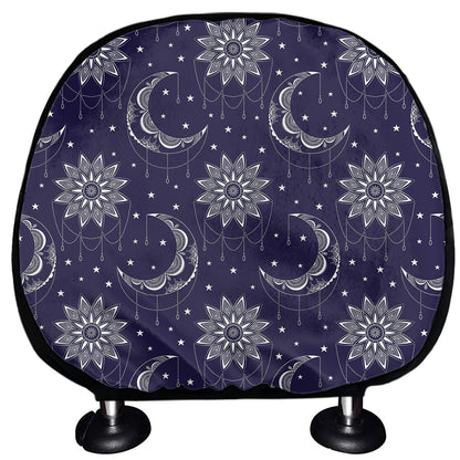 Boho Sun And Moon Pattern Print Car Headrest Covers