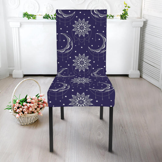 Boho Sun And Moon Pattern Print Dining Chair Slipcover