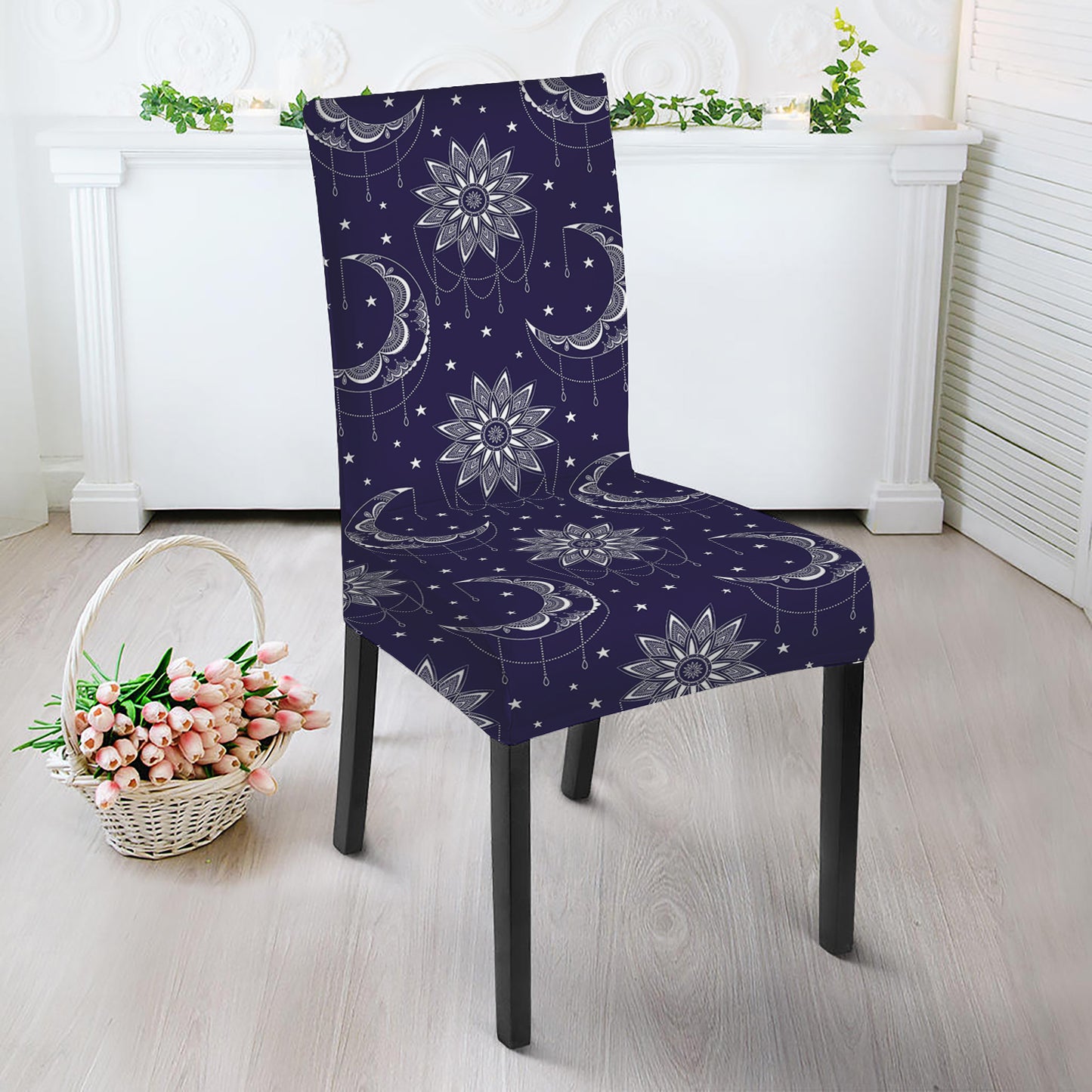 Boho Sun And Moon Pattern Print Dining Chair Slipcover