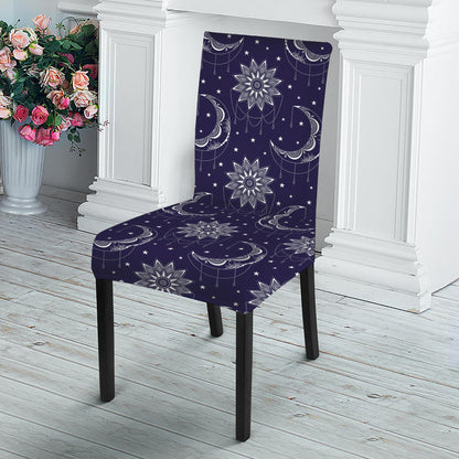 Boho Sun And Moon Pattern Print Dining Chair Slipcover