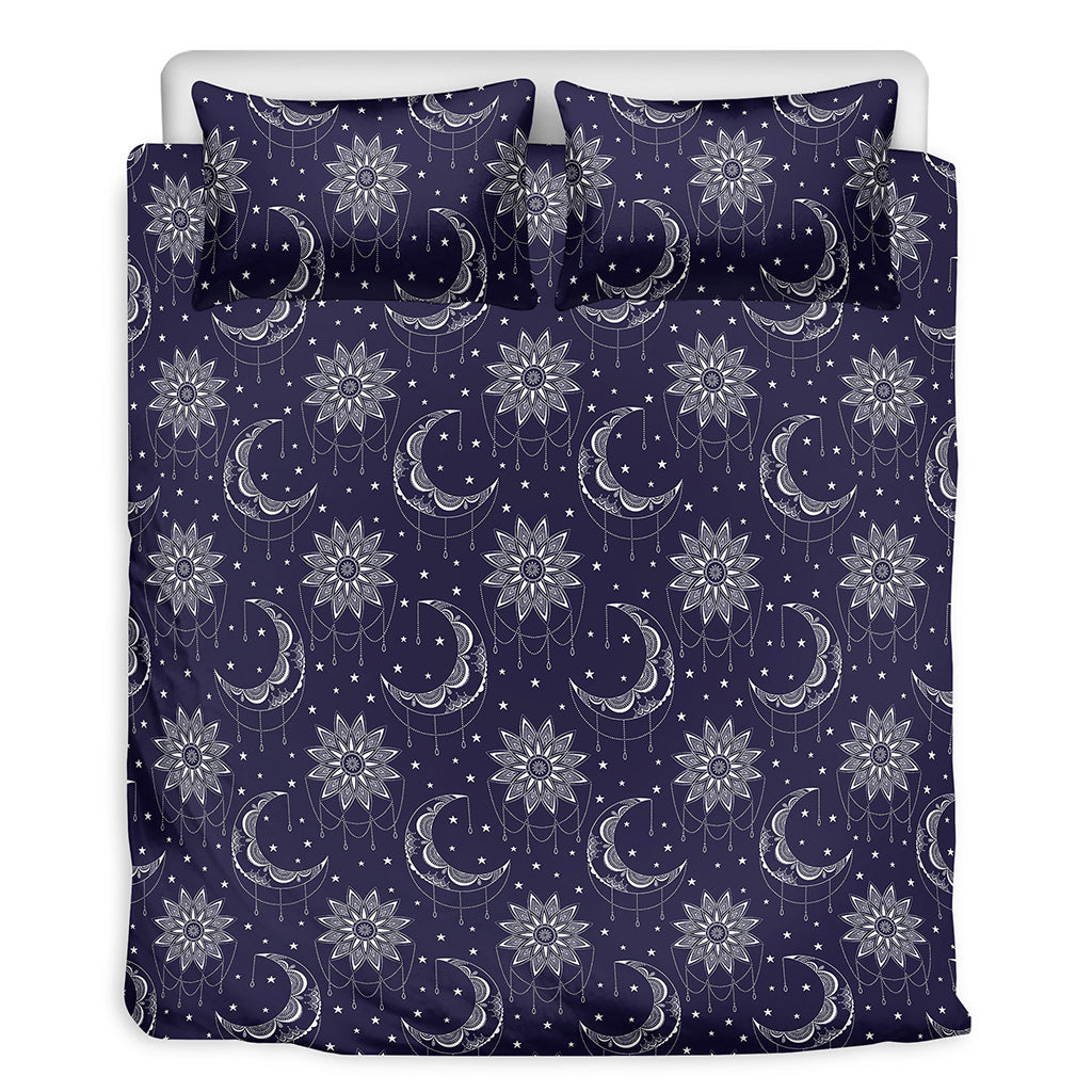 Boho Sun And Moon Pattern Print Duvet Cover Bedding Set