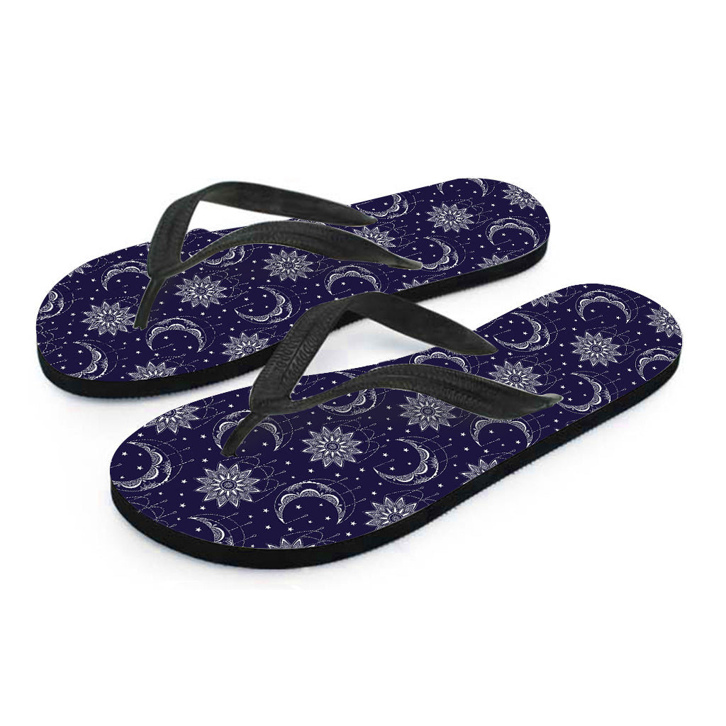 Boho Sun And Moon Pattern Print Flip Flops