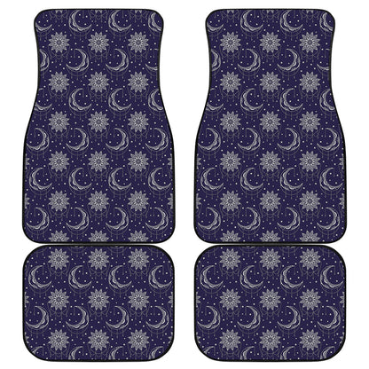 Boho Sun And Moon Pattern Print Front and Back Car Floor Mats