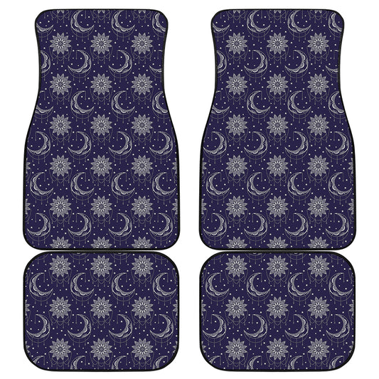 Boho Sun And Moon Pattern Print Front and Back Car Floor Mats
