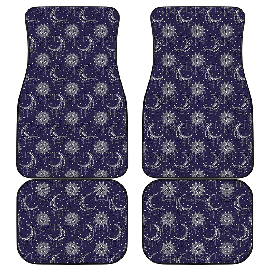 Boho Sun And Moon Pattern Print Front and Back Car Floor Mats