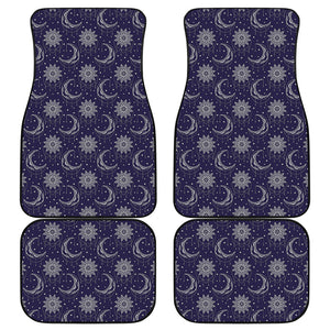 Boho Sun And Moon Pattern Print Front and Back Car Floor Mats