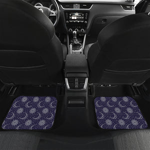 Boho Sun And Moon Pattern Print Front and Back Car Floor Mats