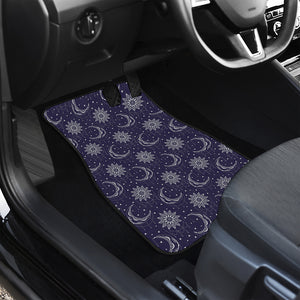 Boho Sun And Moon Pattern Print Front and Back Car Floor Mats