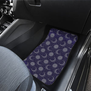 Boho Sun And Moon Pattern Print Front and Back Car Floor Mats