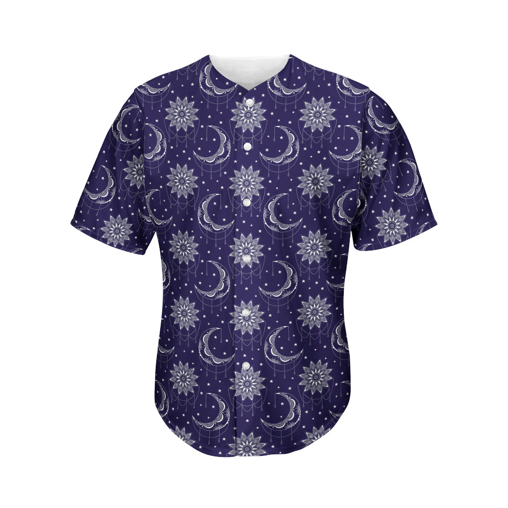 Boho Sun And Moon Pattern Print Men's Baseball Jersey