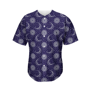 Boho Sun And Moon Pattern Print Men's Baseball Jersey