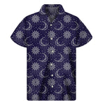 Boho Sun And Moon Pattern Print Men's Short Sleeve Shirt