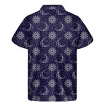 Boho Sun And Moon Pattern Print Men's Short Sleeve Shirt