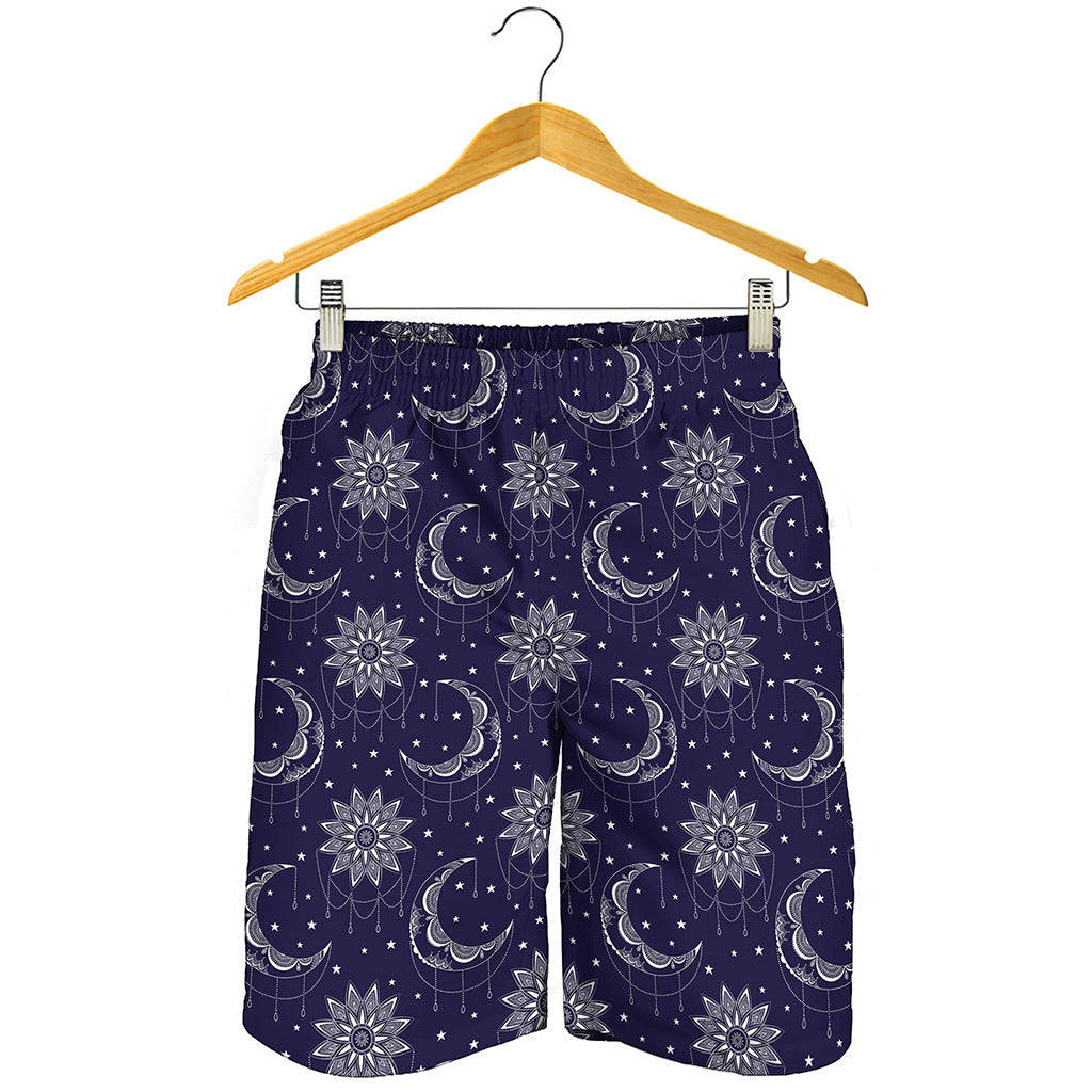 Boho Sun And Moon Pattern Print Men's Shorts