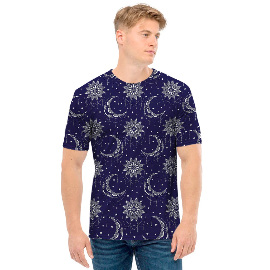 Boho Sun And Moon Pattern Print Men's T-Shirt