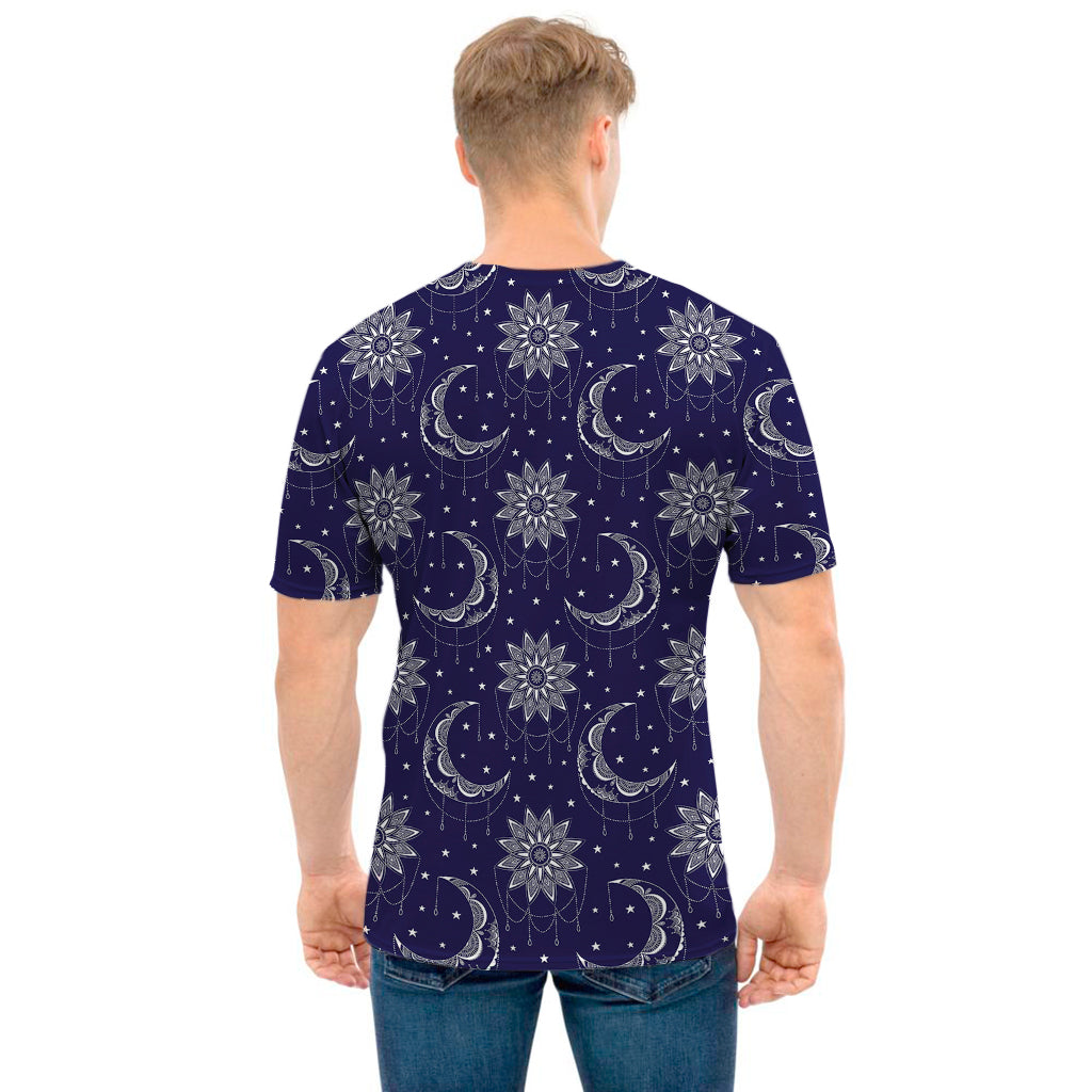 Boho Sun And Moon Pattern Print Men's T-Shirt