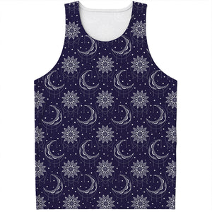 Boho Sun And Moon Pattern Print Men's Tank Top