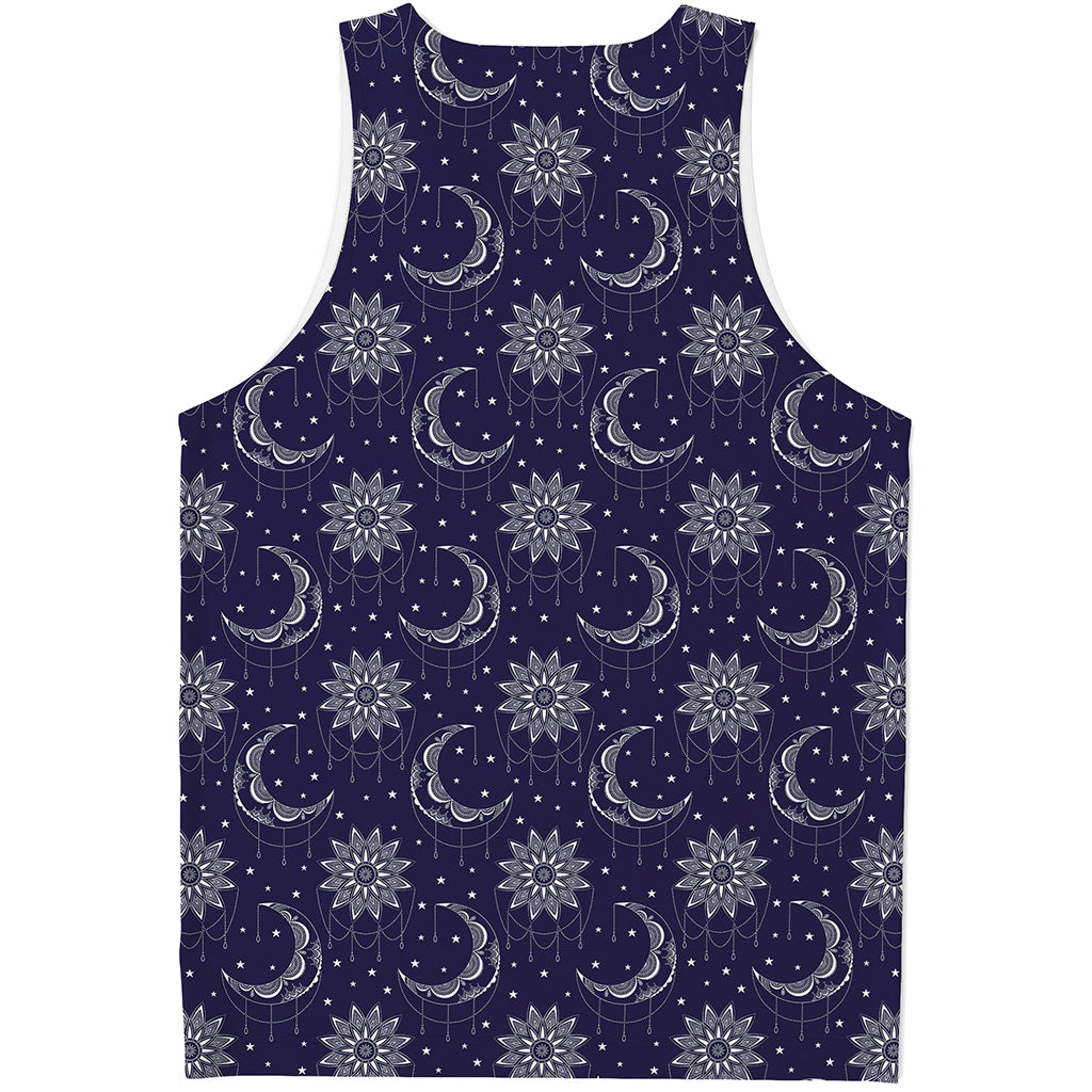 Boho Sun And Moon Pattern Print Men's Tank Top