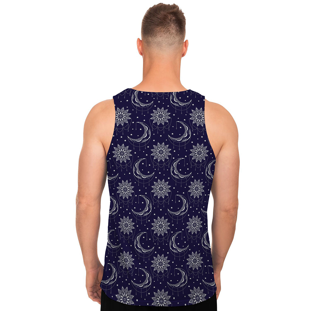 Boho Sun And Moon Pattern Print Men's Tank Top