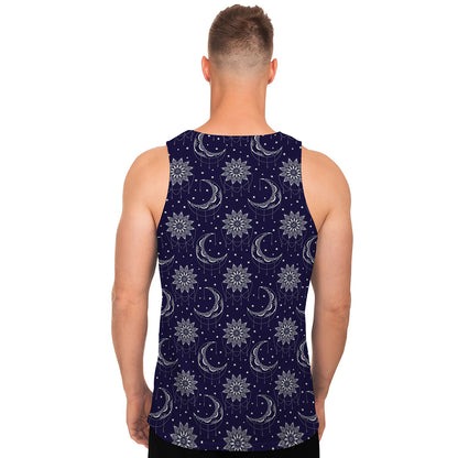 Boho Sun And Moon Pattern Print Men's Tank Top