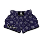 Boho Sun And Moon Pattern Print Muay Thai Boxing Shorts