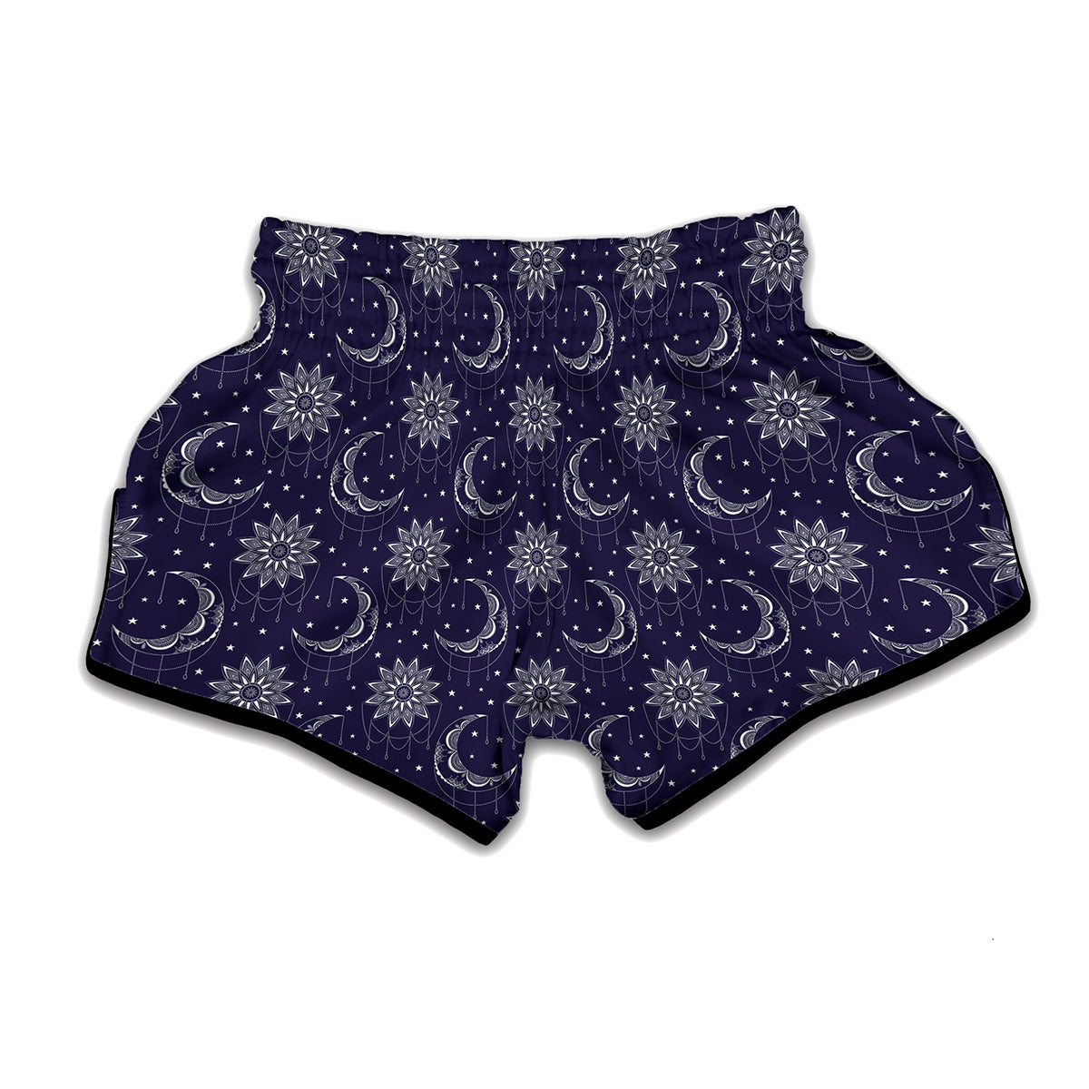 Boho Sun And Moon Pattern Print Muay Thai Boxing Shorts