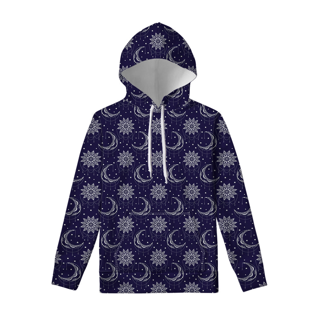 Boho Sun And Moon Pattern Print Pullover Hoodie