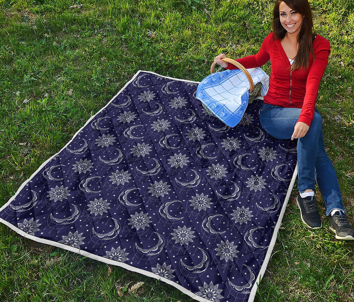 Boho Sun And Moon Pattern Print Quilt