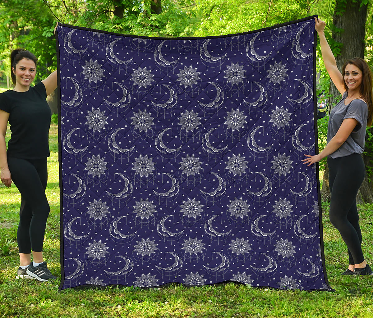 Boho Sun And Moon Pattern Print Quilt