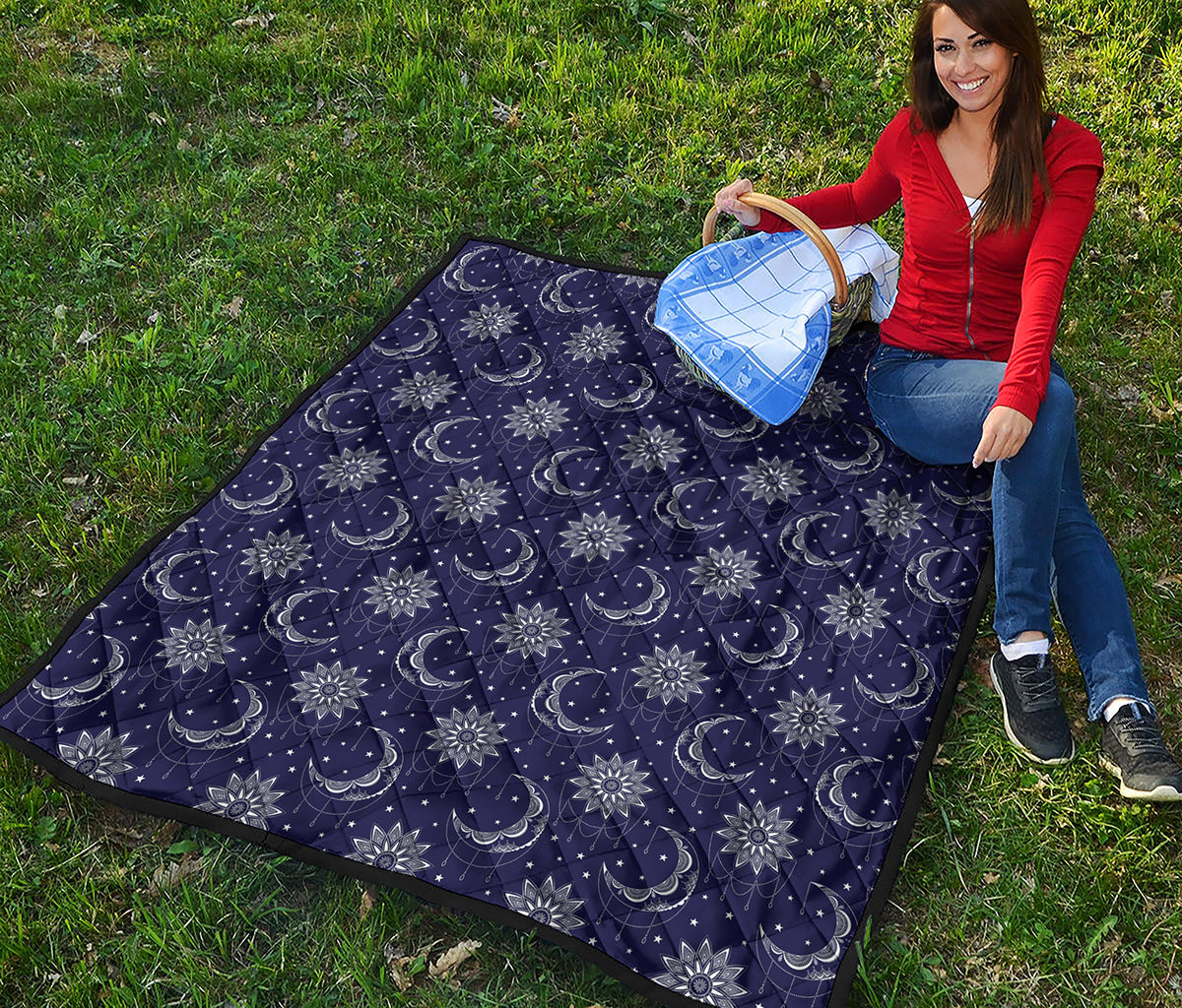 Boho Sun And Moon Pattern Print Quilt