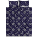 Boho Sun And Moon Pattern Print Quilt Bed Set