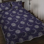 Boho Sun And Moon Pattern Print Quilt Bed Set