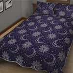 Boho Sun And Moon Pattern Print Quilt Bed Set