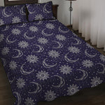 Boho Sun And Moon Pattern Print Quilt Bed Set