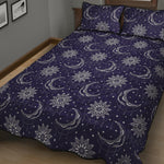 Boho Sun And Moon Pattern Print Quilt Bed Set