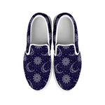 Boho Sun And Moon Pattern Print White Slip On Shoes