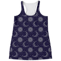 Boho Sun And Moon Pattern Print Women's Racerback Tank Top