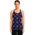 Boho Sun And Moon Pattern Print Women's Racerback Tank Top