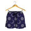 Boho Sun And Moon Pattern Print Women's Shorts