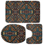 Boho Tribal Aztec Pattern Print 3 Piece Bath Mat Set