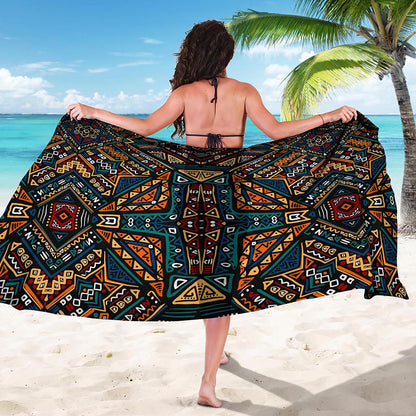Boho Tribal Aztec Pattern Print Beach Sarong Wrap