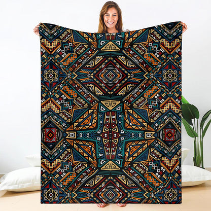 Boho Tribal Aztec Pattern Print Blanket